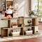 Brown Engineered Wood Console Table with 3-Tier Shelves and Pedestal Base